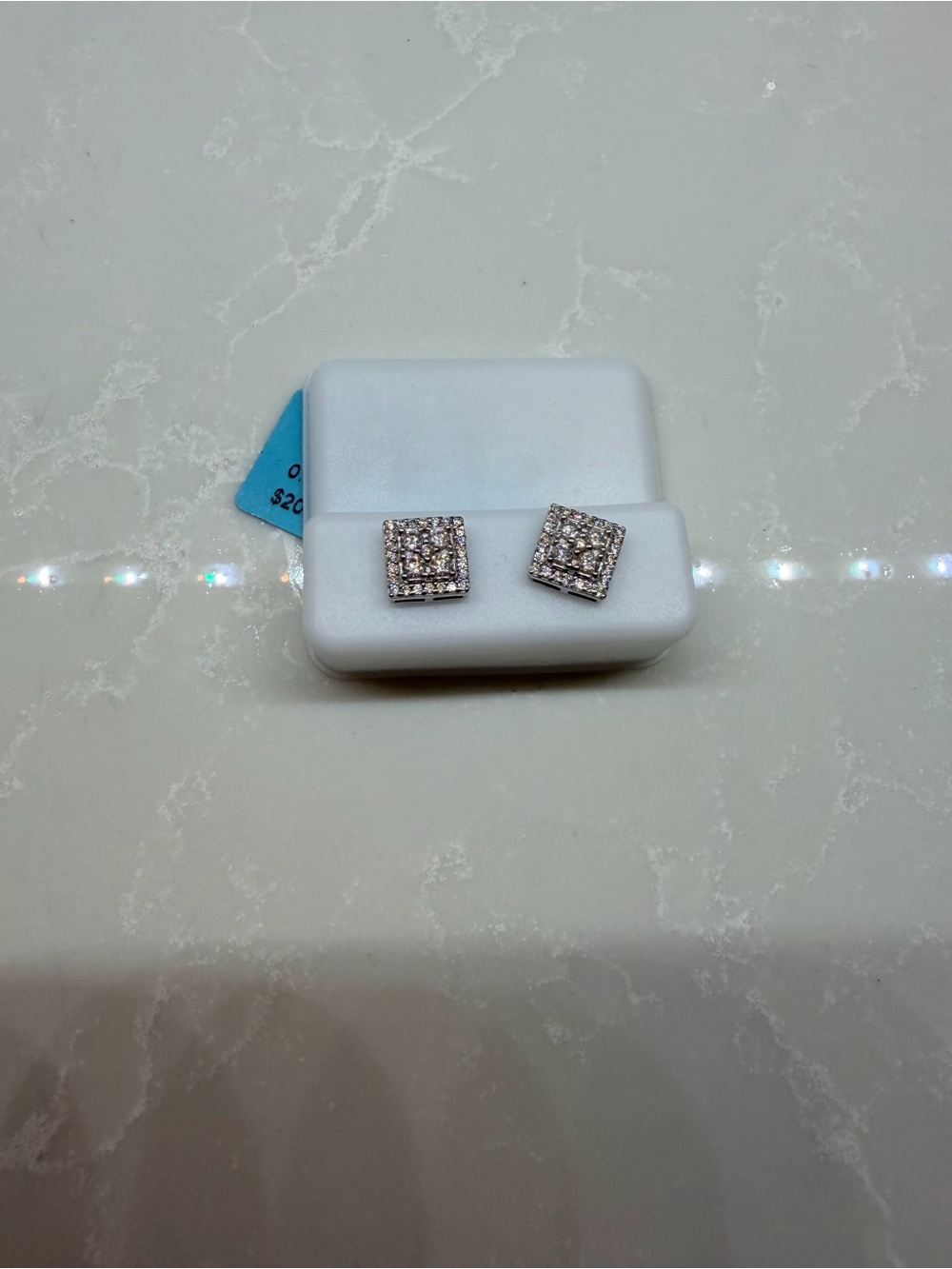 NWT Sterling 925 & Moissanite Square Cluster Stud Earrings
